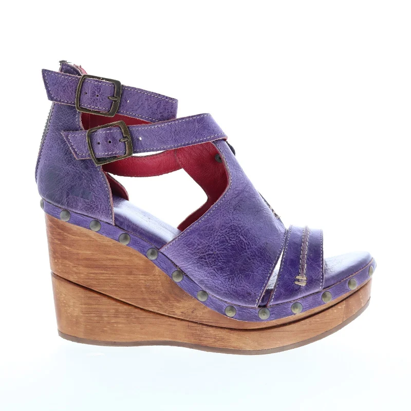 Bed Stu Princess F399029 Womens Purple Leather Zipper Wedges Heels Shoes