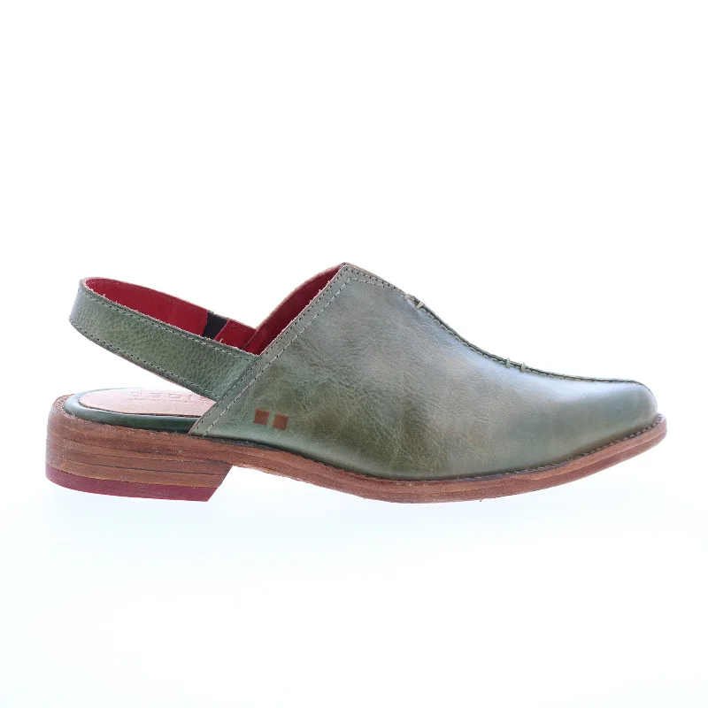 Bed Stu Zaria F319013 Womens Green Leather Mule Flats Shoes