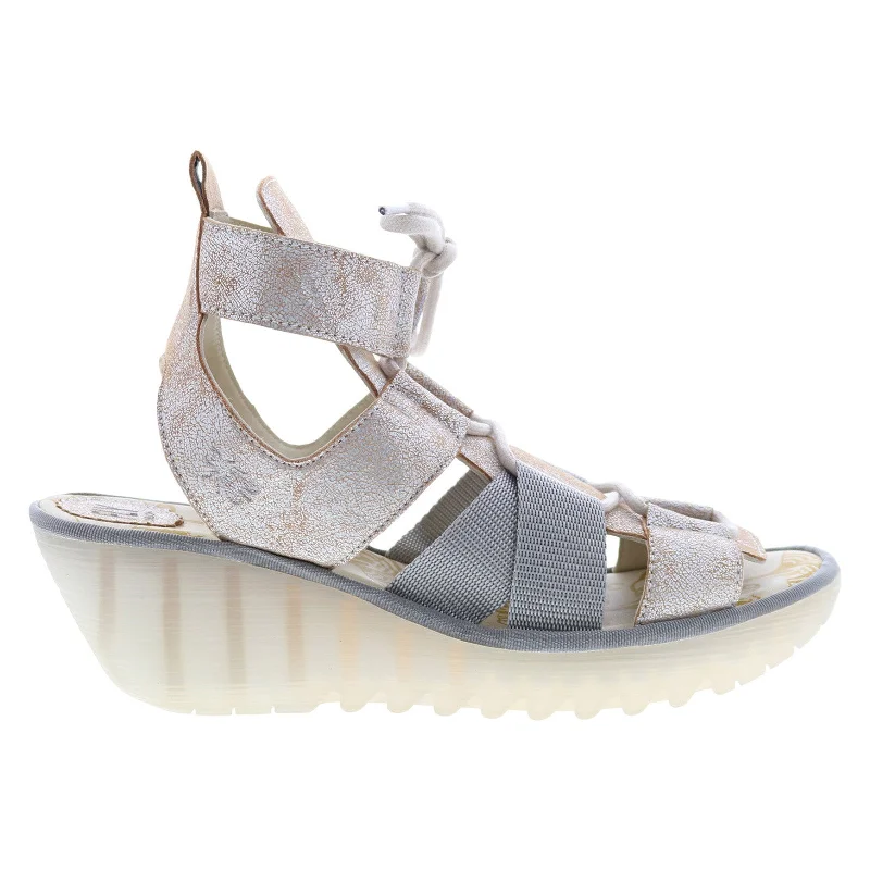 Fly London Yaca YACA413FLY-002 Womens Beige Leather  Wedges Sandals Shoes