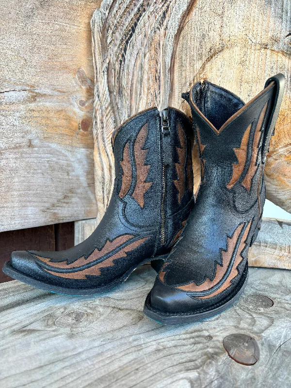 Lane Boots Women’s Jet black & Caramel Walk the Line Cowgirl Bootie LB0478F