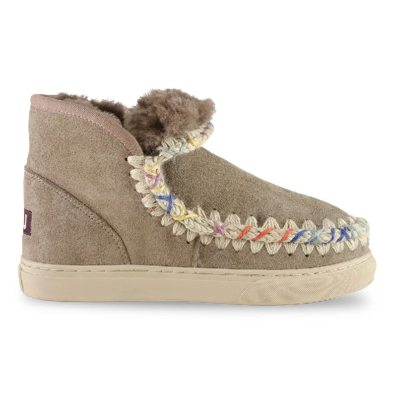 MOU Women's Eskimo Sneaker Overstitching Elephant Grey/Multi