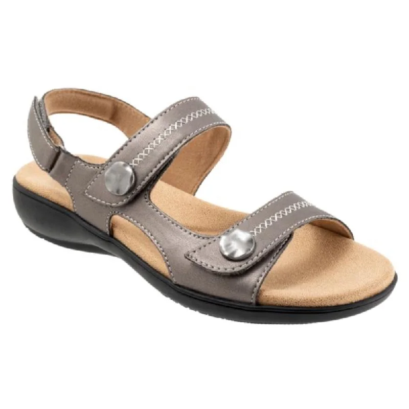 Trotters Women's Romi Stitch Velcro Sandal Pewter