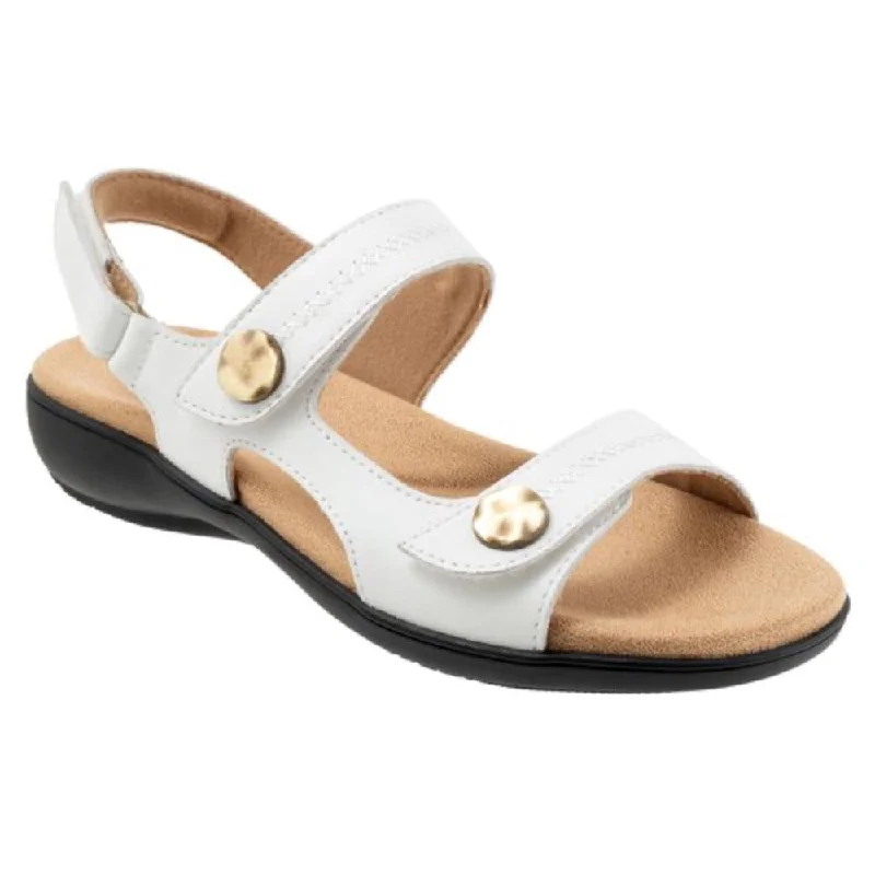 Trotters Women's Romi Stitch Velcro Sandal White