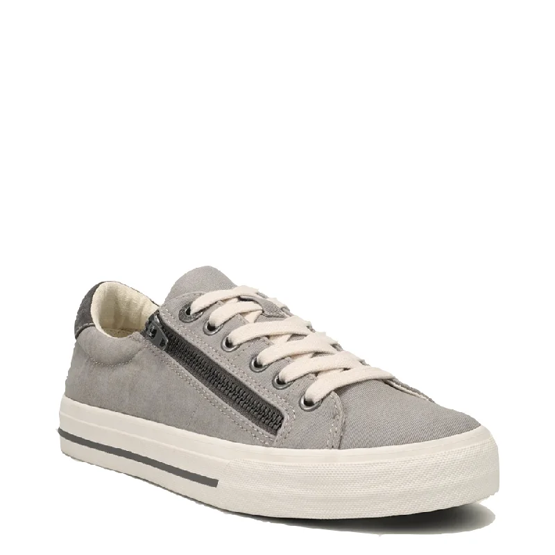 Taos Women's Z Soul Side Zip Canvas Lace Sneaker in Grey/Graphite