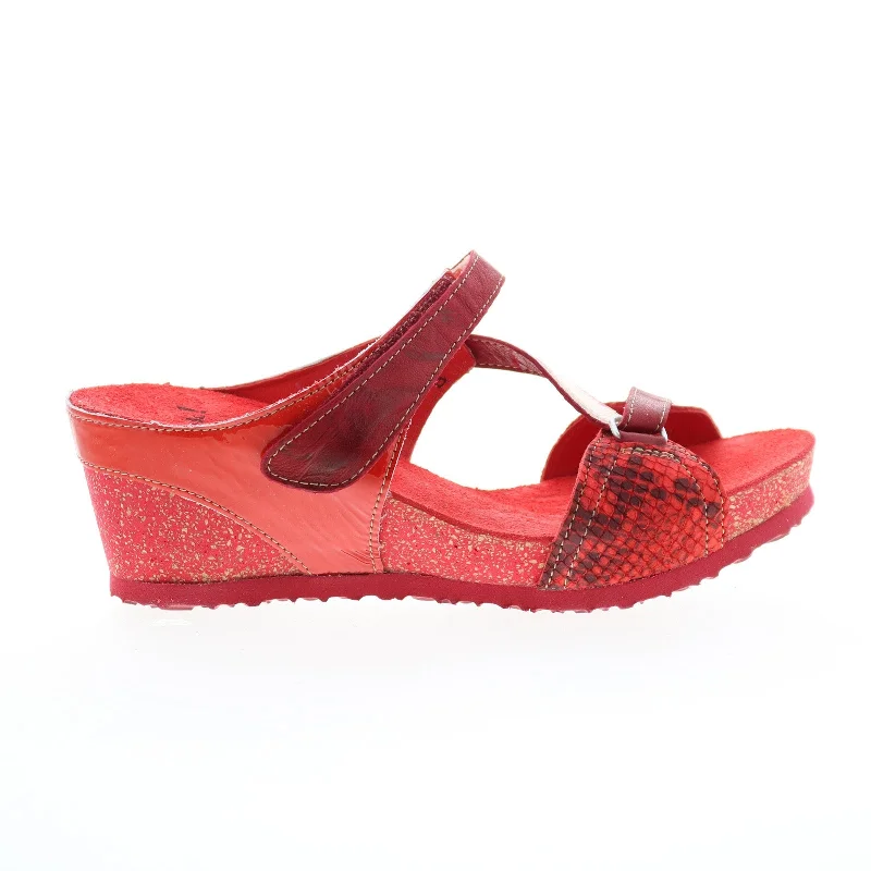 Think! Zilli Z-Strap 80324-72 Womens Red Leather Strap Wedges Sandals Shoes