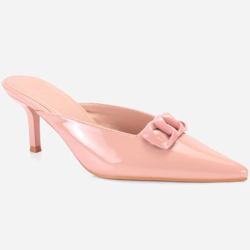 Womens "KIMARA" Pointed Toe Slide In Heeled Sandals