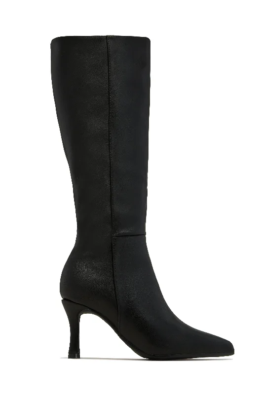 Zama Knee High Heel Boots - Black