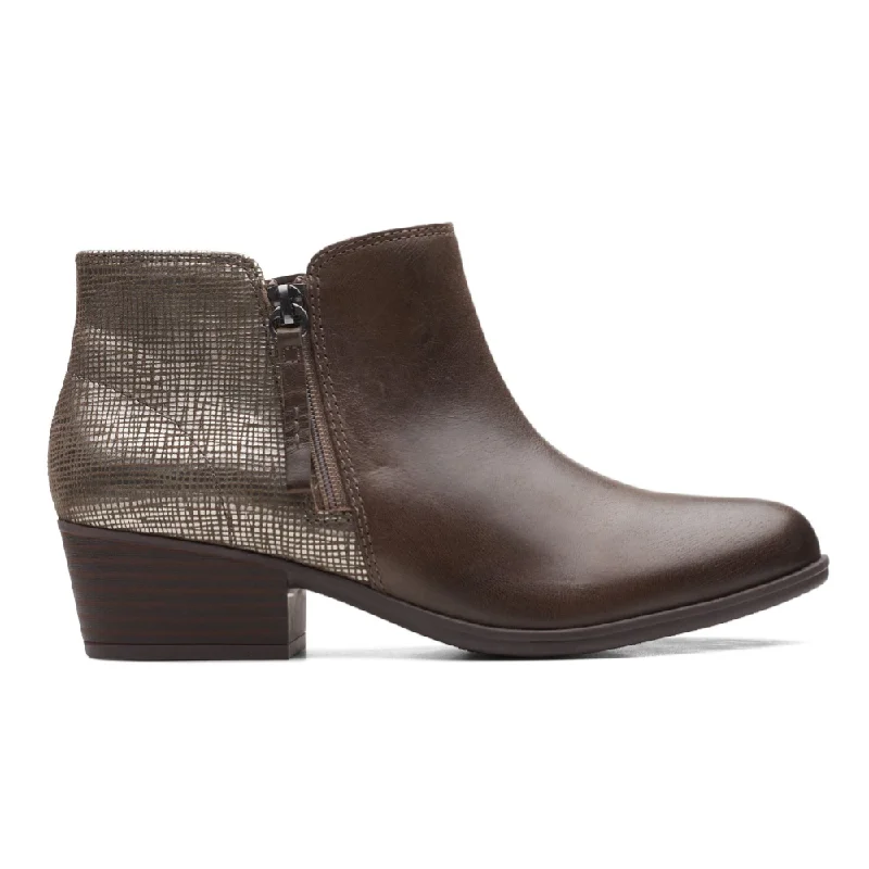 Clarks Adreena Hope Dark Taupe Leather Bootie (Women's)