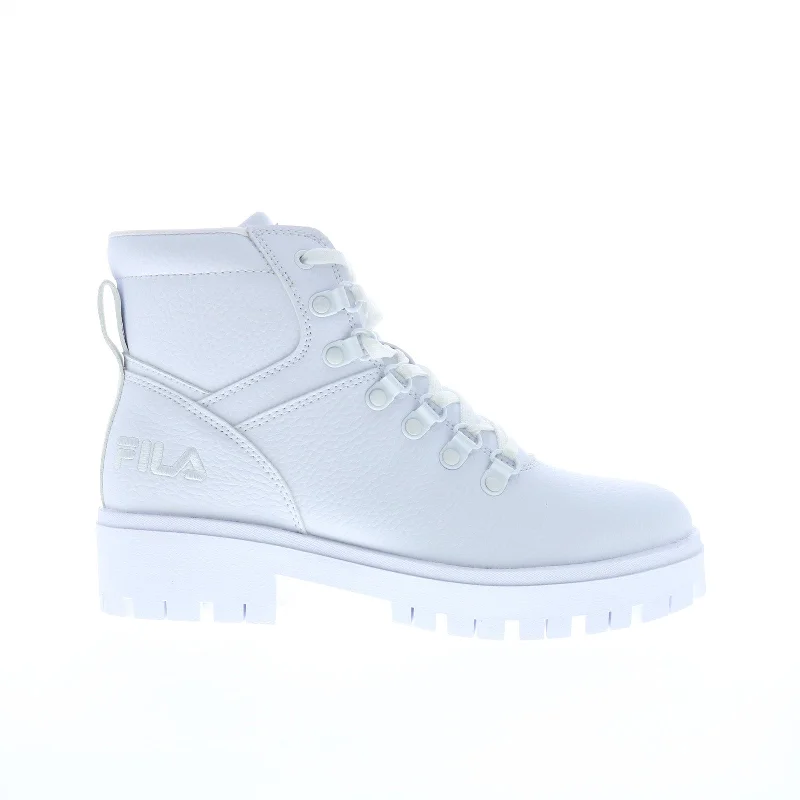 Fila Ty20 5HM01100-125 Womens White Synthetic Lace Up Casual Dress Boots